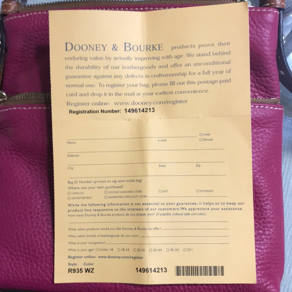 Dooney & Bourne NWT Letter Carrier Pebble Grain - Picture 7 of 7